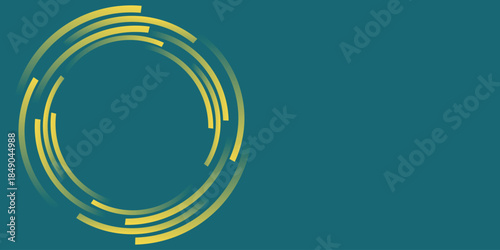 Circle gradient green yellow technology background. Geometric shapes radial connections
