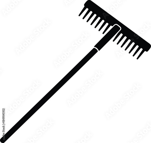 Silhouette Garden Rake Leaf Cleanup Tool Icon Vector Illustration