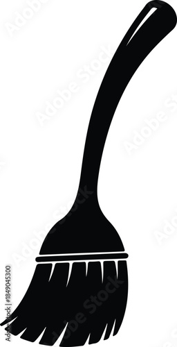 Silhouette Minimalist Black Cleaning Brush Icon Housekeeping Tool Vector Illustration
