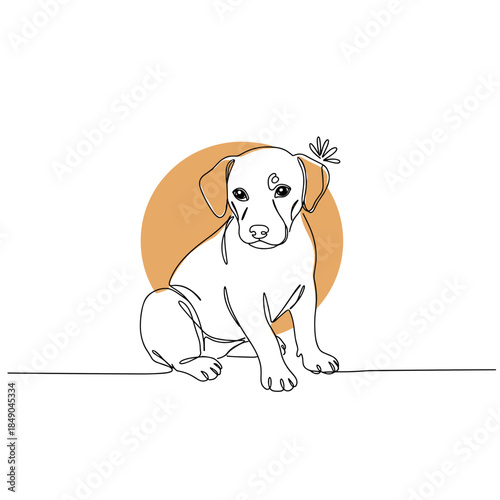 one-line drawing of a puppy for pet adoption blogs, animal welfare websites, minimalist home decor, veterinary clinic branding, and canine-themed stationery design