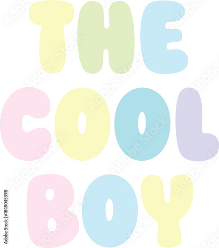 The cool boy for kids t-shirt design featuring vector illustration of alphabet fridge magnets and toys in pink, blue, and yellow to create a playful educational theme for children