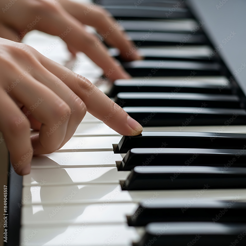 Fototapeta premium Piano Hands Playing Piano Keys