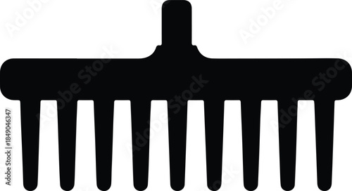 Silhouette Rake Head Garden Tool Black Icon Isolated Vector Illustration