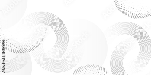 Modern abstract white background with black gradient circular lines. Circle lines pattern. Futuristic technology concept. Suit for cover, poster, banner, brochure, header, website