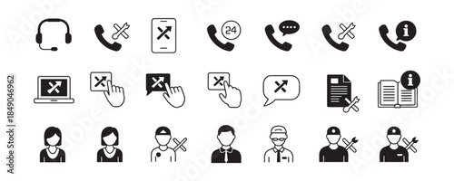 Modern communication icons for business and customer service use