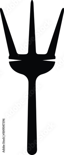 Silhouette three-pronged trident fork symbol minimalist black and white design Vector Illustration