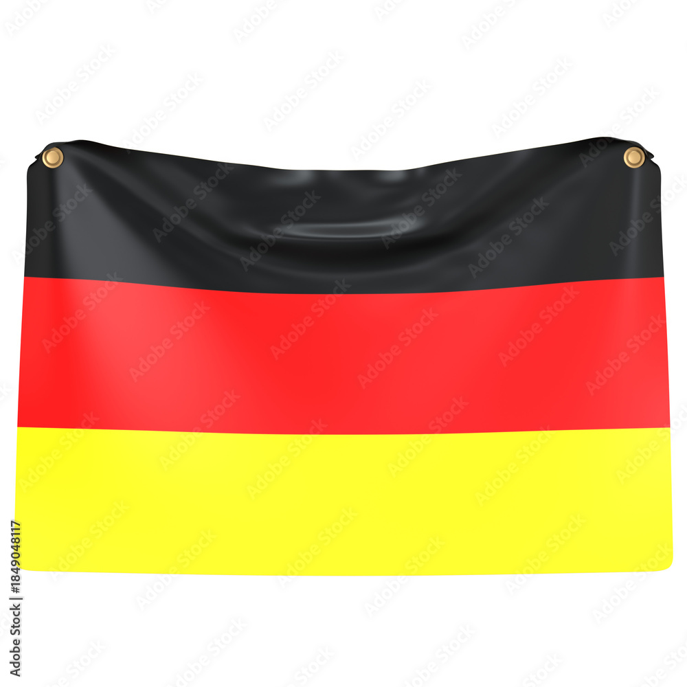 Naklejka premium Flat German flag attached to a pole 3D Icon Illustration. Low Poly Style