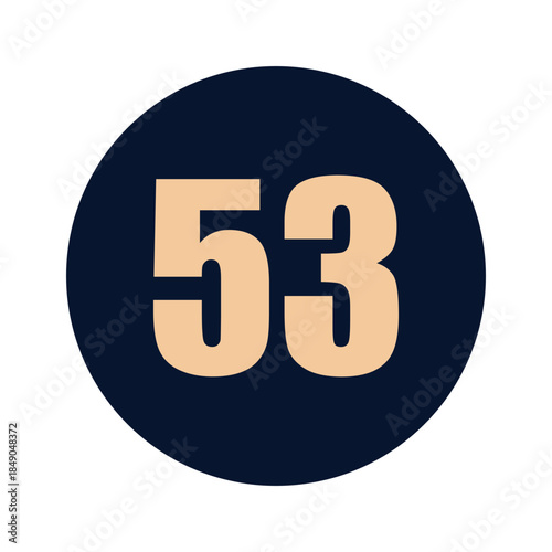 a number 53 on a blue background icon vector design