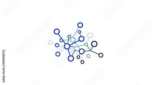 Abstract Network Structure Blue Nodes Connecting Isolated on White Background