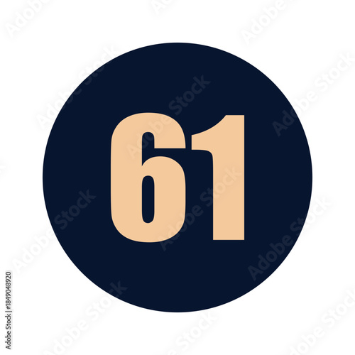 a number 61 on a blue background icon vector design