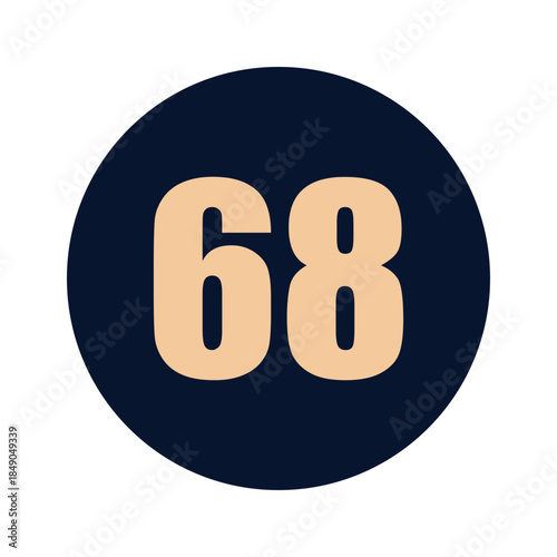 a number 68 on a blue background icon vector design