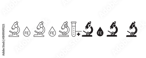 Microscope icons for science and research concepts