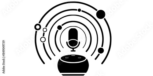 Smart Speaker Voice Assistant Podcast Silhouette
