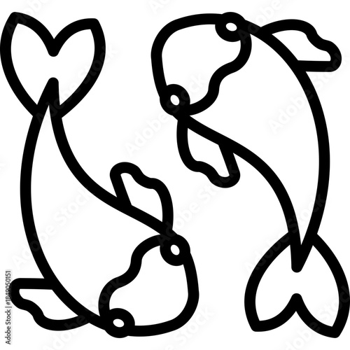 Yin Yang Koi Fish icon in Filled Line Style