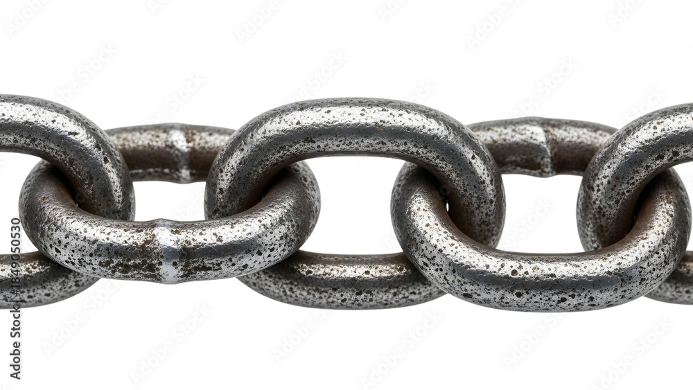 Fototapeta premium Rusty metal chain links isolated on a transparent background rusty chain silver chain
