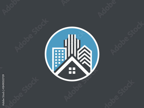 Urban Landscape Icon with Buildings