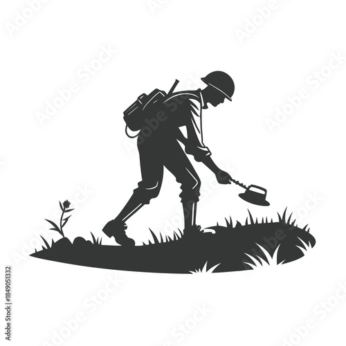 Classic Round Land Mine Silhouette