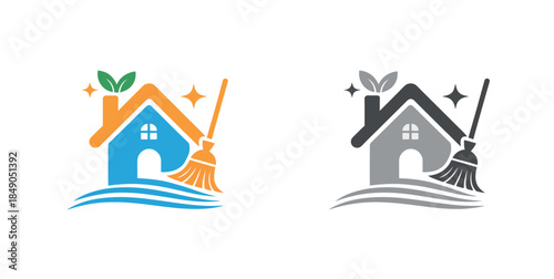 Colorful House Cleaning Service Logos