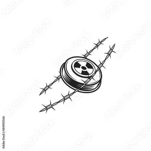 Anti-Personnel Land Mine Silhouette Icon.