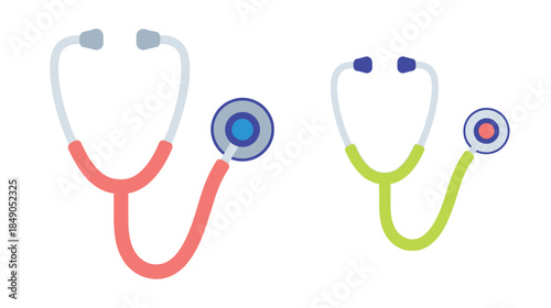 Colorful medical stethoscopes with vibrant details illustrating healthcare and diagnostics