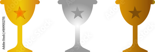 Gold, silver and bronze trophy icons set