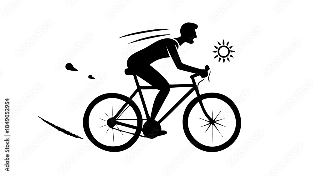 Fototapeta premium Energetic silhouette of a person riding a bicycle, cardio fitness and active wellness lifestyle concept