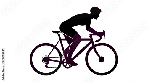 Energetic silhouette of a person riding a bicycle, cardio fitness and active wellness lifestyle concept