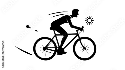 Energetic silhouette of a person riding a bicycle, cardio fitness and active wellness lifestyle concept