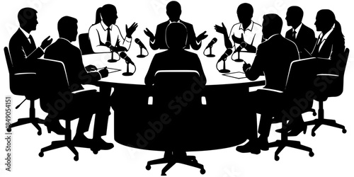 Podcast Panel Discussion Round Table Silhouette