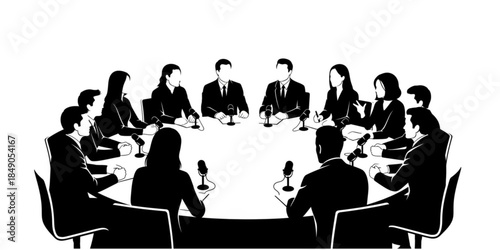 Podcast Panel Discussion Round Table Silhouette