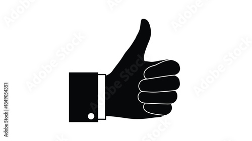 A simple black and white illustration of a hand giving a thumbs up