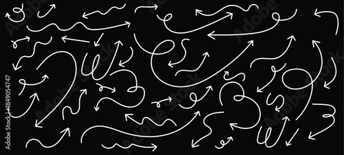 Arabic calligraphy with arrows on black background