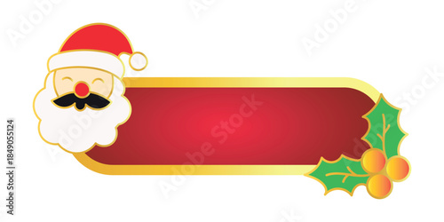 Festive Christmas banner with Santa Claus illustration, holly berries, and copy space