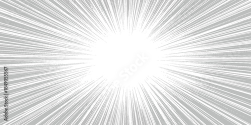 Monochrome abstract background with dynamic speed lines radiating from a central point