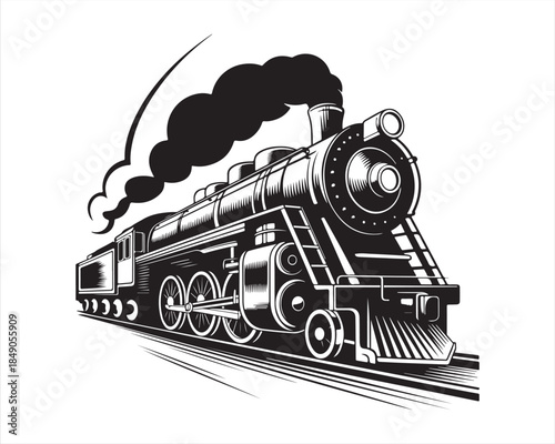 retro locomotive black silhouette vector illustration, vintage steam locomotive silhouette, classic diesel locomotive silhouette vector design, retro locomotive silhouette, vintage locomotive 