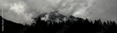 beautiful slovenian nature and mountains shadow panorama