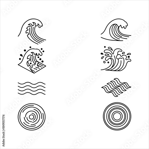 A Dynamic Fluid Water Wave Icon Symbol, Showcasing Ocean and Natural Energy in a Flat Design Minimalist Vector for Environment Success Beach Sea Aqua Summer Purity Hydro.