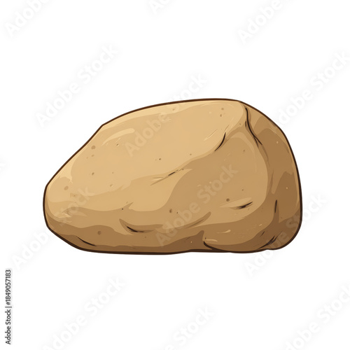 Rounded boulder in soft brown color. Isolated white background. Png format