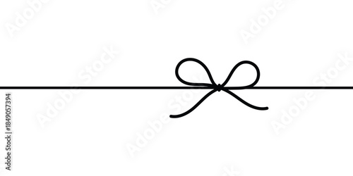 Bow gift ribbon line simple element. Hand drawn doodle stroke ribbon bow.