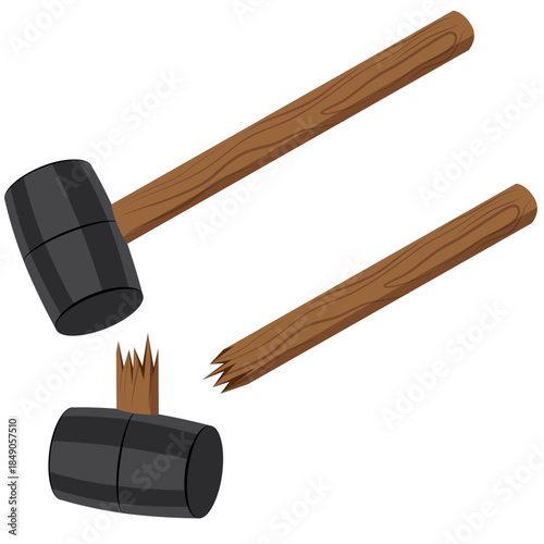 broken rubber mallet vector drawing.