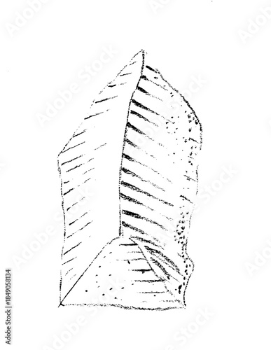 vector of Mesolithic age scraper, lithic industry, hand drawn