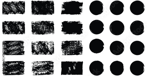 Set of vector paint brush stroke. Grungy decoration elements.  Frame and abstract background for social media.