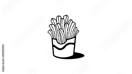 French Fries symbol, black isolated silhouette