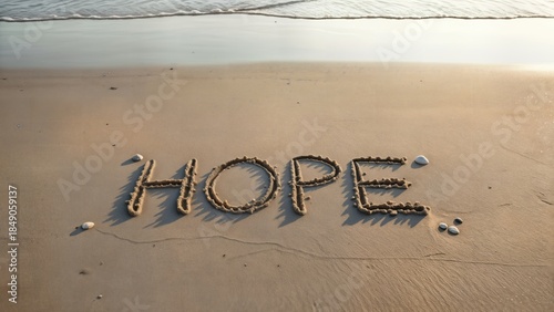 Hope word in the sand
