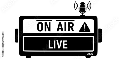 On Air Studio Recording Sign Vector Silhouette
