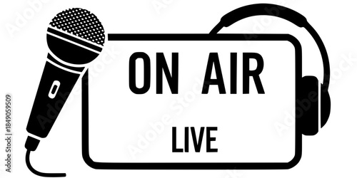 On Air Studio Recording Sign Vector Silhouette