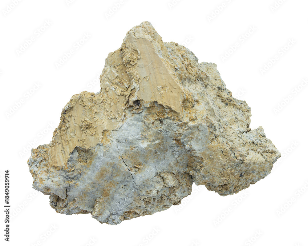 Obraz premium Natural dry clay lump with cracked texture isolated on transparent background