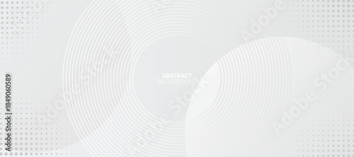 Grey geometric abstract background with cricle lines. Modern graphic design element circles style concept for banner, modern