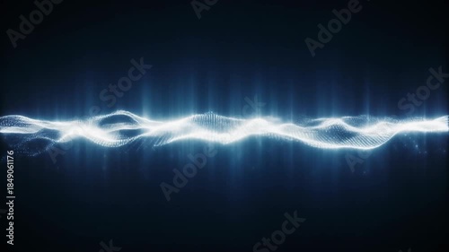 Abstract Blue Digital Heartbeat Wave Background