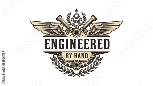 creative vintage inspired emblem symbolizing handcrafted engineering excellence